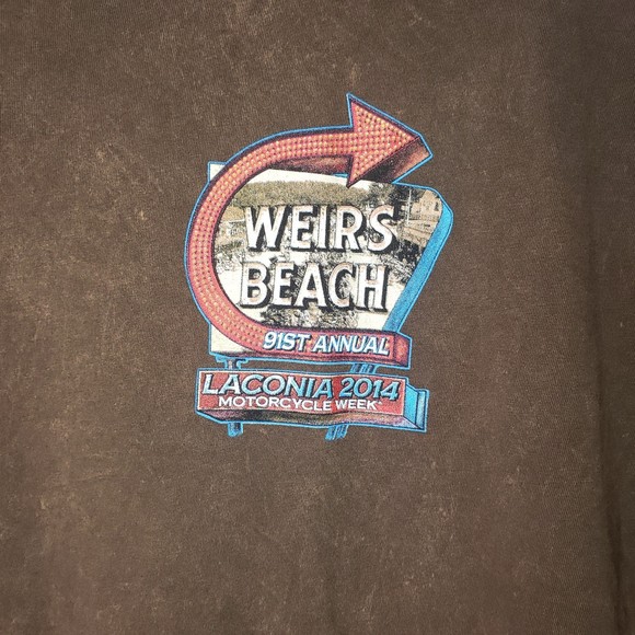 Laconia Weirs Beach 2014 Distressed Brown T Shirt Size 2X - Picture 3 of 7